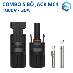 Cặp Jack Nối MC4 1000V 1500V TEKI Kết Nối Tấm Pin Năng Lượng Mặt Trời Lõi Đồng Chống Nước IP67 Dòng 30A