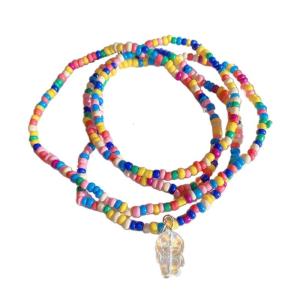 Ethnic Style Colorful Beaded Bracelet Stackable Long Wristband Cute Clear Pendant Bracelet Fashion Accessory