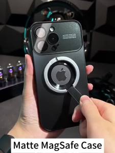 MAKAVO Magnetic for iPhone 16 Pro Max Case Compatible with MagSafe Built-in Camera Protector Logo View Military Grade Drop Protection Phone Cover Black