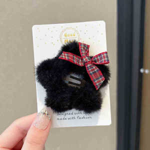 4pcs Sweet Girls Fluffy Star Hairpins Children Kid Y2K Faux Fur Bobby Pins Solid Color Pentagram Hair Clip Cute Side Hair Grip