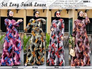 Setelan long tunik lovve bahan rayon viscose ld110cm pj tunik105cm panjng celana