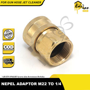 Adaptor quick release M22 1/4 female for gun output mesin jet cleaner nepel adapter selang gun mesin high pressure jet cleaner thread m22 to 1/4" quick release sambungan gun selang hose output jet cleaner