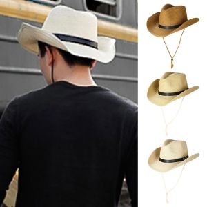 LUXEMO Wide Brim Western Cowboy Hat Breathable UV Protection Sun Hat Fashion Casual Jazz Hat Men Women
