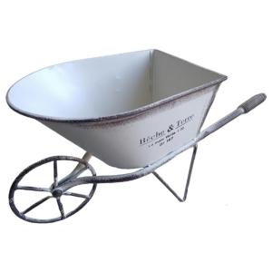 Classical Iron Art Single Wheel Cart for Garden Decors Metal Wheelbarrow Small Planter Flower Pots Container Gift