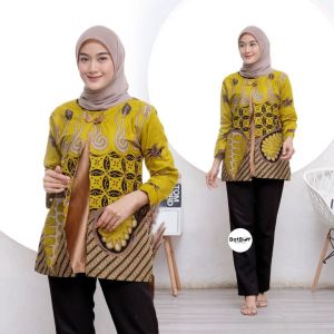 Melody Series Blouse Hem Pakaian Batik Couple Seragam Modern Atasan Baju Kerja Kantor Wanita