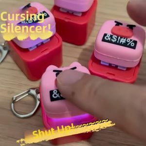 SQMETR Âm Thanh Thật Móc khóa hình chú heo Có thể sạc lại Hình dạng chó/bò Móc khóa có nút phát âm thanh Sự lạ Đèn LED Móc khóa bàn phím giả lập âm thanh clicky dành cho người lớn Quà tặng cho trẻ em và người lớn