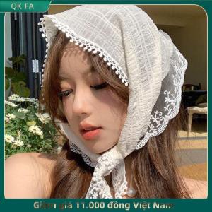 QK FA ✨ Phong Cách Pháp Ren Hoa Mô Hình Tam Giác Khăn Headband Lolita Khăn Lụa Mũ Khăn Turban Phụ Kiện Tóc Thời Trang Của Phụ Nữ