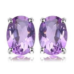 JewelryPalace Natural Garnet Amethyst Citrine Peridot Blue Topaz 925 Sterling Silver Stud Earrings for Women Gemstone Jewelry