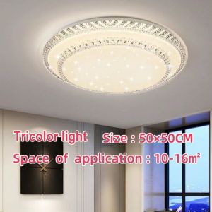 Tricolor LED Lamp Modern Study Bedroom Crystal Chandelier Livingroom Hotel Nordic Ceiling Light
