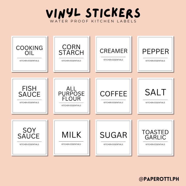 Waterproof Kitchen Pantry Labels | Matte | 2x2 inches| Waterproof ...