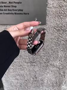 Brand new silver Collection Series Compatible with Xiaomi Mi Band 9/8 Watch strap stainless steel metal high-end feel nfc Watch Strap