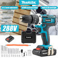 Makita Impact drill Cordless Drill 288V drill power tool heavy duty drill set  rechargeable drill bit set for metal wood and concrete makita power tools electric drill set on sale cordless drill big impact drive tools. 
