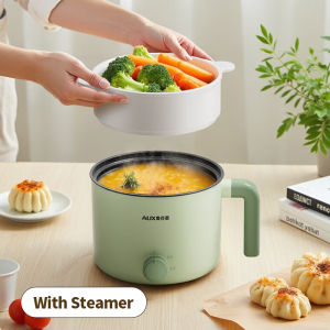 Electric Cooker with Steamer Food-Grade Non-stick Electric Stir Fry Frying Pan Dual Security Protection Pot Steamer Cooker Hot Pot