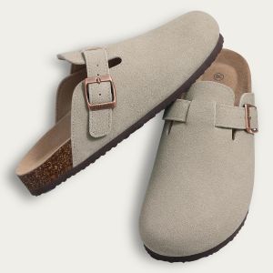Crestar Womens Clogs Mules Cork Clogs Slippers Men Outdoor Mules Suede Clogs Shoes with Arch Support Mule Leather Clogs Sandal2026