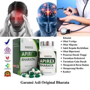 Obat Sakit Kepala Berlebihan Vertigo Migrain Ampuh APIREX BHARATA Original Obat Hipertensi Bpom Halal MUI