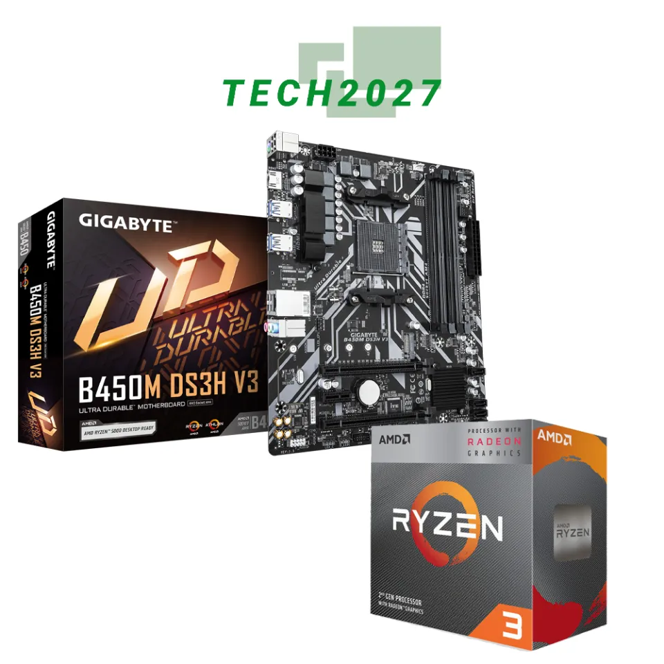 AMD RYZEN 3200G 4-Core GHz with GIGABYTE B450M DS3H