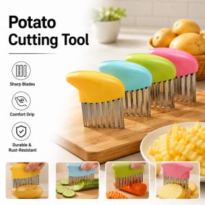 Stainless Steel Potato Carrot Vegetable Crinkle Wavy Chopper French Fries Slicer