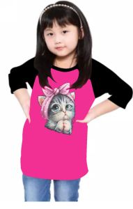 kaos anak-anak KUCING PAY DTF \ Kaos Raglan 3\4 Anak/kaos anak perempuan/kaos kekinian/kaos raglan anak-anak