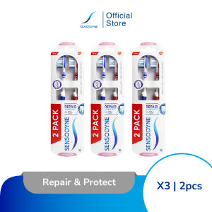 Sensodyne Toothbrush Sikat Gigi Sensitif Repair & Protect Bulu Sikat Ekstra Lembut dan Fleksibel Extra Soft 3x2s [TRIPLEPACK]