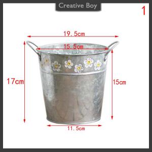 [Creative] Vintage Iron Flower Pot Desktop Flower Vase Plant Flowerpot Balcony Plant Bucket