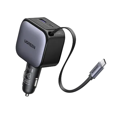 Bộ sạc ô tô nhiều cổng UGREEN 145W 60W Sạc Xe Hơi PD60W Sạc Nhanh USB-C Cáp Có Thể Thu Vào Cho iPhone 16 Pro Max Samsung S25 / S24 Macbook Air SUV Xe Tải Laptop Điện Thoại Máy Tính Bảng