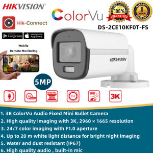 Hikvision CCTV Security Camera 5MP HD Full Color With Audio Bullet Camera Outdoor IP67 Waterproof Analog Camera