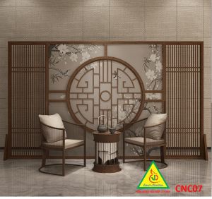 Bình phong gỗ khung tranh cắt CNC cho phòng khách nhà bếp nhà hàng spa CNC07 - Nội thất lắp ráp Viendong Adv