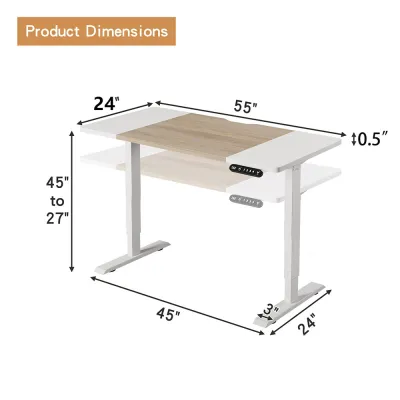 Mxtark 48 inches Electric Desk 1.2M Computer Table Adjustable Height Electric Standing Desk Automatic Smart Lifting Ergonomic Office/Study/Gaming Table Desk