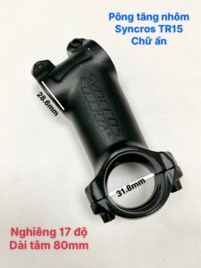 Pông tăng nhôm SYNCROS TR15 chữ ẩn nghiêng 17 độ 80mm dành cho xe đạp