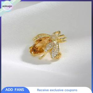 Aokago เข็มกลัดแฟชั่นรูปผึ้งประดับพลอยเทียมสำหรับผู้หญิงเสื้อผ้าเสื้อโค้ทเครื่องประดับของขวัญ