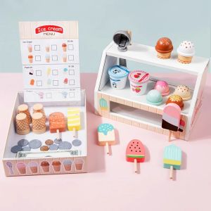 Wooden Ice Cream Pretend ToysFood Children Toys Wedding Party Bakery Dessert Play House Decoration2026