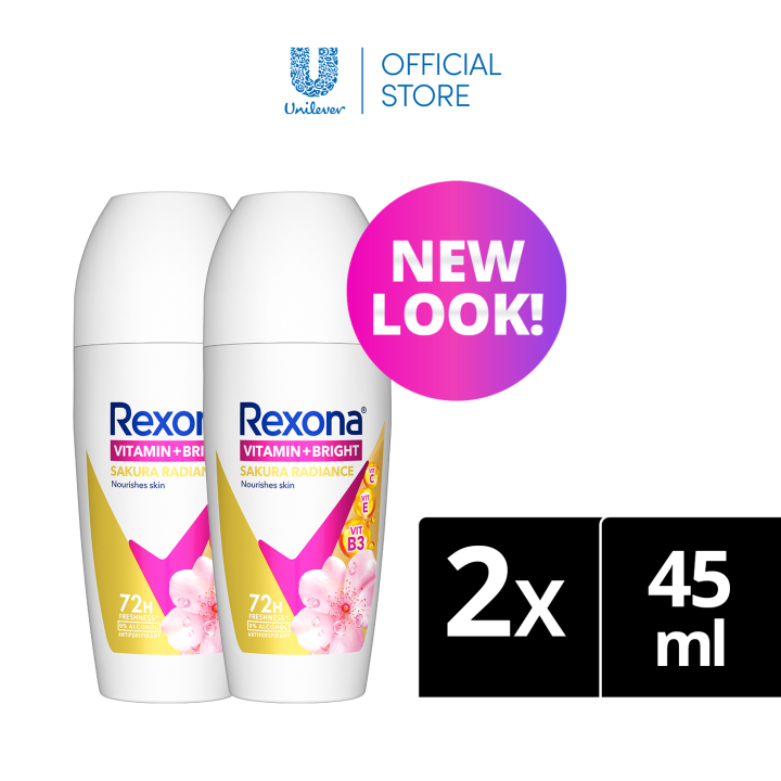 [BUNDLE OF 2] Rexona Vitamin + Bright Roll On Deodorant Sakura Radiance 45ml