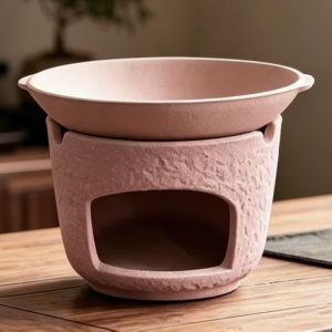 BAZAARS Gốm sứ Lư đốt hương Bát có thể tháo rời. Phong cách Nhật Bản. Giá đỡ nến nhỏ Đế sưởi nến Đa năng Máy hâm nóng sáp thơm Bàn