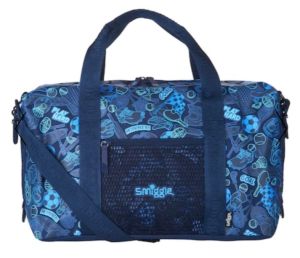 ORIGINAL DUFFEL BAG CARRY WEEKENDER BAG BLACK CAMOUFLAGE BLUE MESH DESIGN