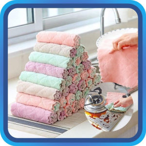 KAIN LAP PIRING ANTI MINYAK 25 X 25 CM TEBAL / KAIN LAP MICROFIBER DAPUR LAP CUCI PIRING GELAS CORAL FLEECE