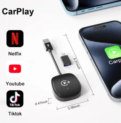 FEINODI Wireless CarPlay/Android Auto video Adapter Wired CarPlay to Wireless CarPlay Plug and Play for iphone/Android