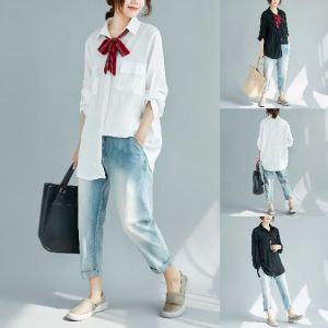 Áo sơ mi nữ dài tay áo form rộng chất liệu Đũi tơ mềm mịn sơ mi nữ đẹp NeSa Shop SMH.47