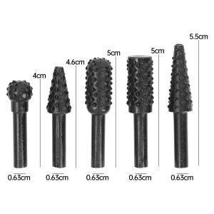 5ชิ้นแฟ้มงานฝีมือโรตารี่ไฟล์โรตารี่ Rasp ตะไบเหล็กเจียรเศษไม้พลังแกะสลักเครื่องมือมือหัวเจาะเพชรประดับ