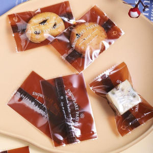100Pcs Plastic Snowflake Cookie Bag Crisp Packaging Flower Tea Biscuits Nougat Candy Machine Sealed Bags Xmas Gift Packing