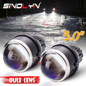 Sinolyn Blue LED Fog Lights Bi LED Projectors 3.0 Inch PTF Diode Fog Lens 6000K 3000K Universal Auto Lens Car Accessories Tuning