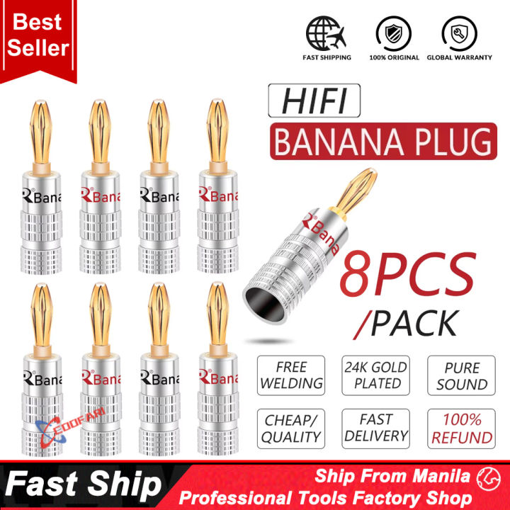 8 Terminali Per Casse HiFi In Rame Rodiato Oro 24K - Pannello Posteriore Amplificatore