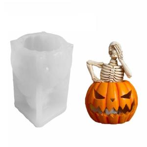 Bí ngô Khuôn Silicone 3D Skeleton khuôn mẫu Halloween nhựa Epoxy khuôn mẫu plasters khuôn mẫu để làm