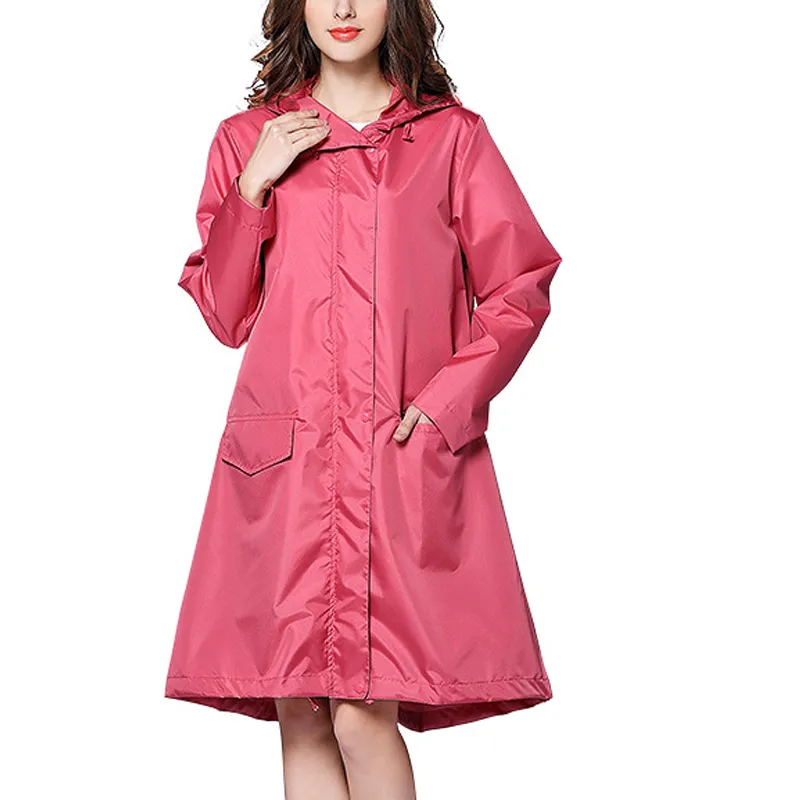 0duw Women Hooded Outdoor Waterproof Jacket Raincoats Long Coat