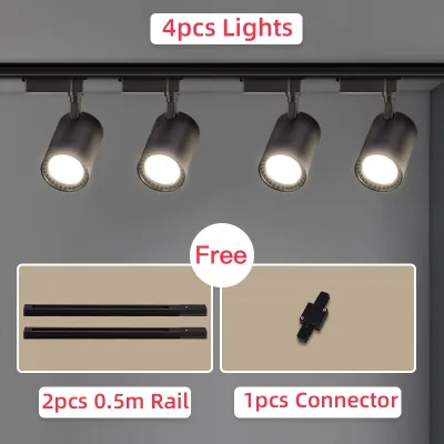CHENBEN Full Set Led Track Light Rail Ceiling Lamps (2/3/4PCS Lamps+Rail) 12W 20W 30W 40W Aluminum Ceiling Spot Lights COB Track Lamp Spotlight For Home Living Room Clothes Shop
