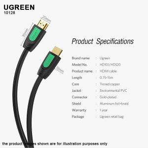 UGREEN High Speed HDMI Cable with Ethernet Gold Plated Supports 1080P
