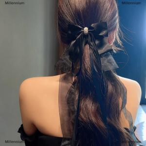 [COD] Millennium New Sweet Large Bowknot Hair Clip For Women Girls Lolita Long Ribbon Solid Hairpin Cute Ponytail Hair Bands Fashion Hair Accessories