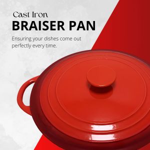 4L Enamel Cast Iron Casserole Pot Red Round Dutch Oven Hot Pot Periuk Masak Dapur Induction Oven Safe