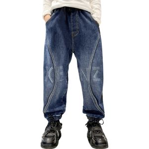 Rolanko Kids Boys Baggy Jeans Pants Childrens Blue Black Denim Trousers Fashion Long Loose Elasticated Waist Casual Bottom Wear