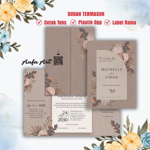 (50 Pcs) Cetak Undangan Nikah Undangan Pernikahan Lipat 3 Undangan Khitan Murah Artistik Rustik MQ106 Bisa COD Free Plastik opp dan Label nama
