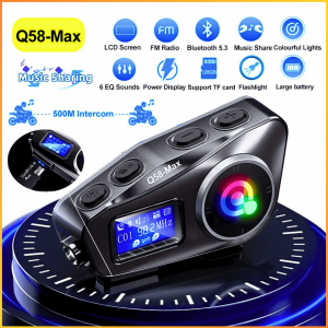 COD Q58-Max Intercom Headset Helm Bluetooth Full Bass 2 Riders Bahasa Indonesia 1000mAh Waterproof
